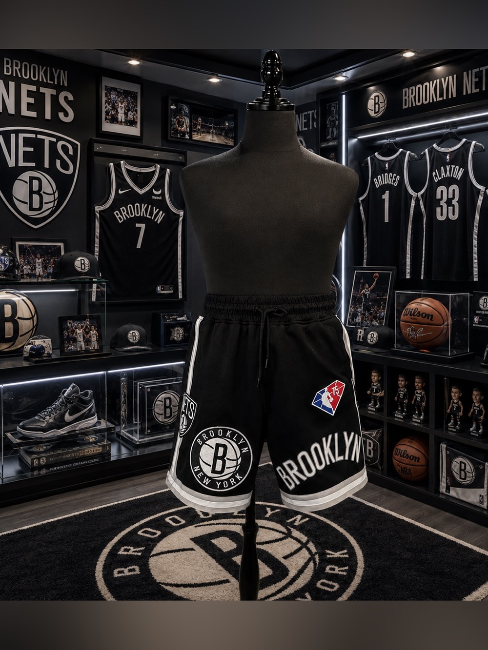 Brooklyn Nets Black Athletic Shorts